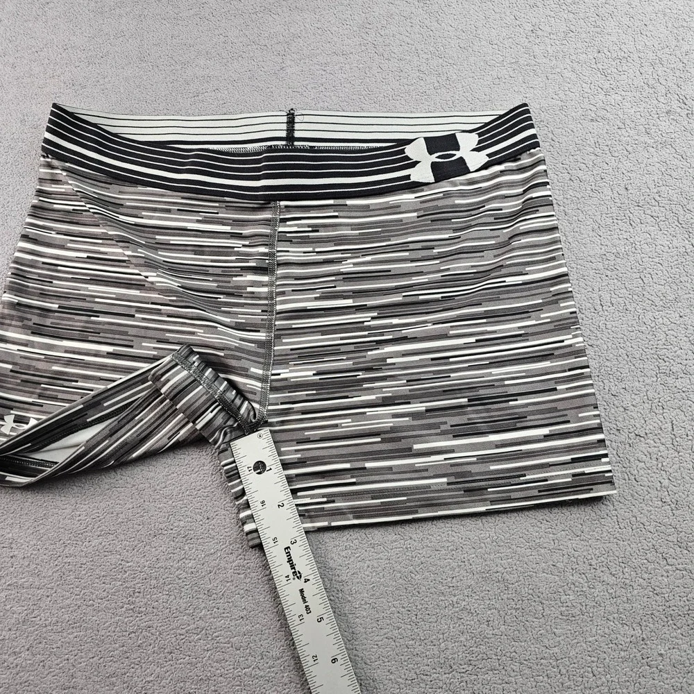 Under Armour HeatGear Compression Shorts Women's L Gray White Striped Athletic‎
